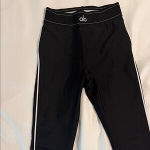 ALO Yoga Kids Black Leggings with White Stripes
